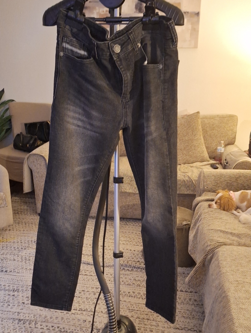 Men's Slim Straight Washed Black Jeans